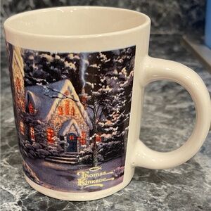 Thomas Kinkade Cozy Cottage Mug - Cream and Blue lot of 2